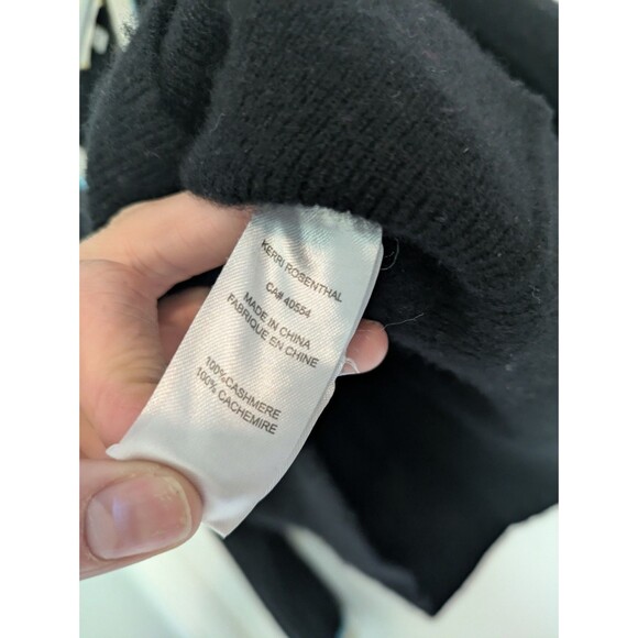 Womens KERRI ROSENTHAL 100% Cashmere Smiley Cardigan Sweater Black Size Small - Picture 3 of 4